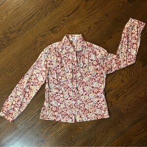 Vintage College Town Floral Blouse – 70s Retro Vibes -S/M